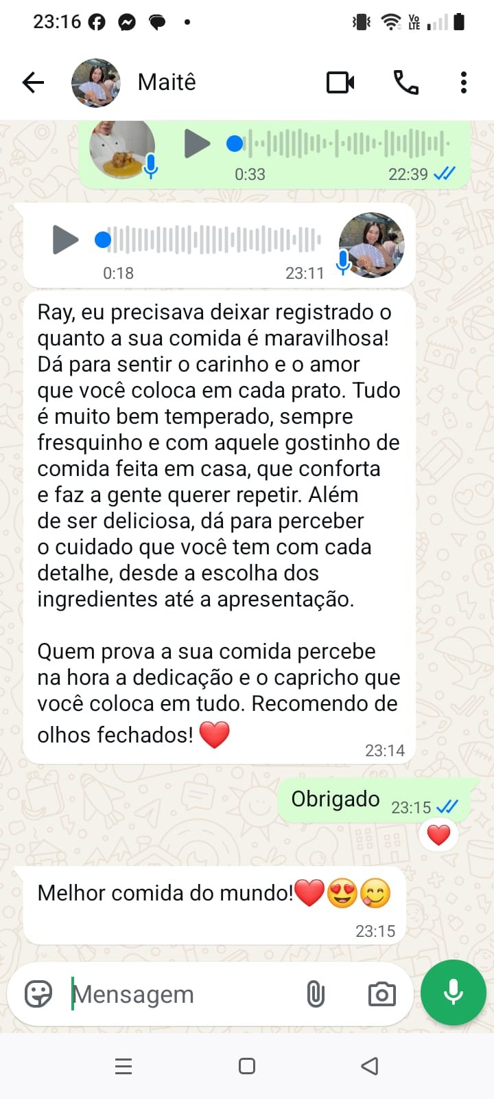 Feedback de Maite sobre o trabalho de Ray das Cozinhas
