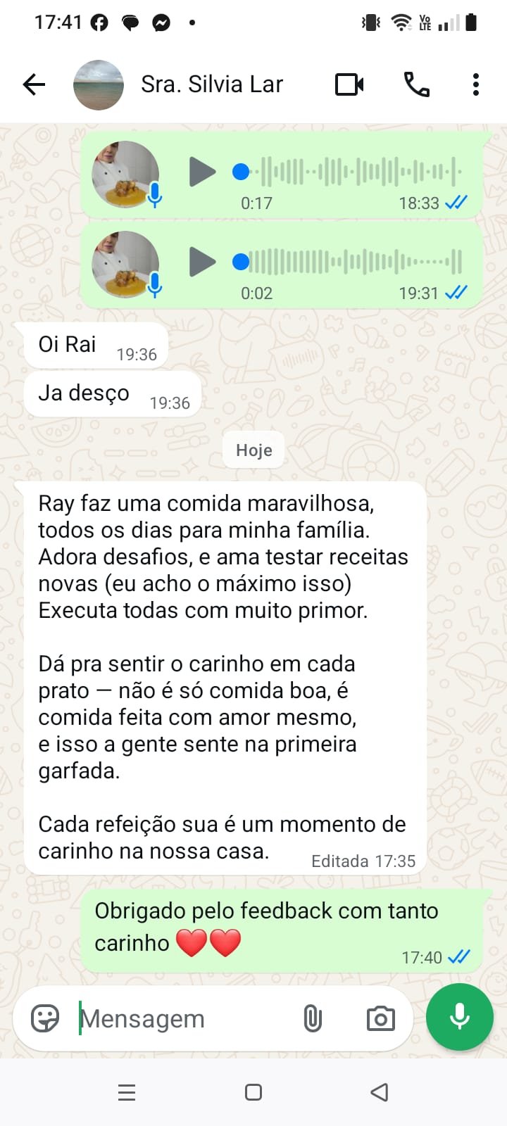 Feedback de Silvia sobre o trabalho de Ray das Cozinhas